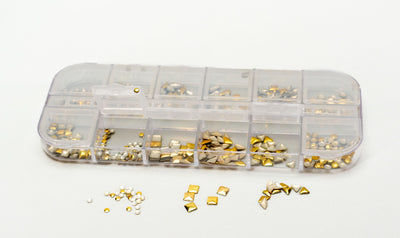NAIL CRYSTALS- Gold, Rose, Silver & Gold Shapes