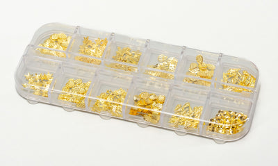 NAIL CRYSTALS- Gold, Rose, Silver & Gold Shapes